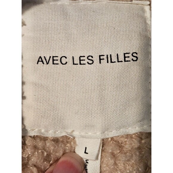 Avec Les Filles Sherpa Teddy Coat Jacket Size Large Full Zip Plush Collard Soft - Picture 7 of 8
